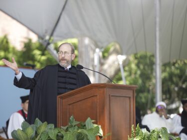 Alan Garber at the podium during the Baccalaureate address