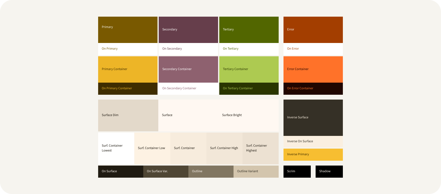 Color schematic filled with branded color scheme.