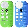2pcs Remote Cover (Glow in The Dark) Compatible with 2020 Chromecast with Google TV Voice Remote, Pinowu Anti Slip Silicone C