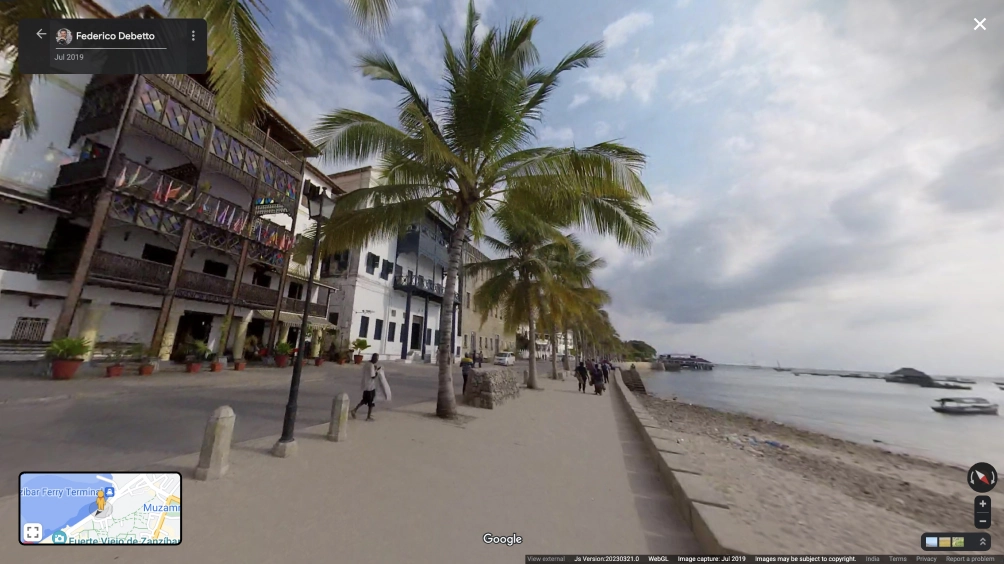 Snímek Google Street View – Federico Debetto mapuje Zanzibar