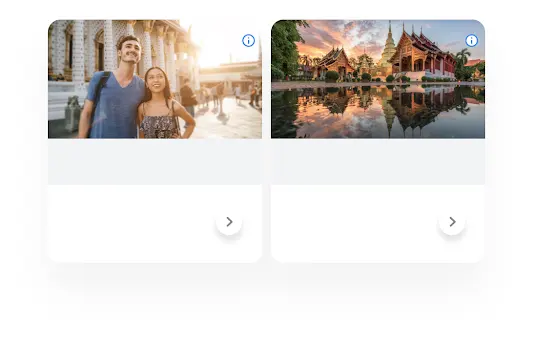 Obrázek telefonu ukazující vyhledávací dotaz na Googlu pro zájezdy v jihovýchodní Asii, u kterého se zobrazují související obsahové reklamy