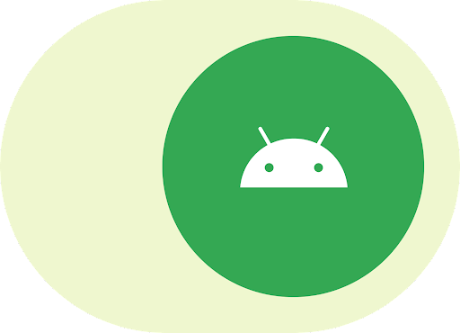 Et Android-logo, som er placeret inde i en kontakt i brugerfladen.