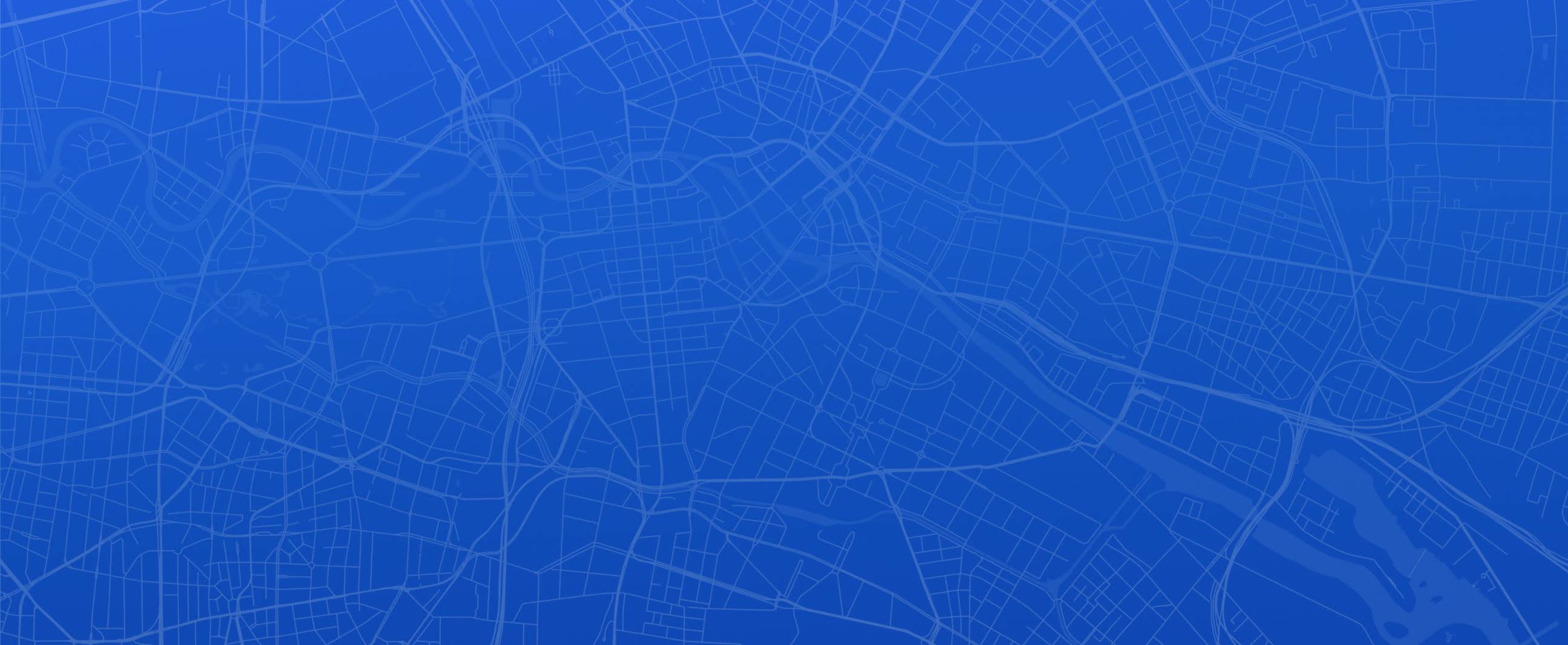 Mapa en blanco y azul de una ciudad