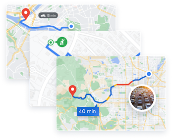 Tre mappe che mostrano le funzioni di Routes