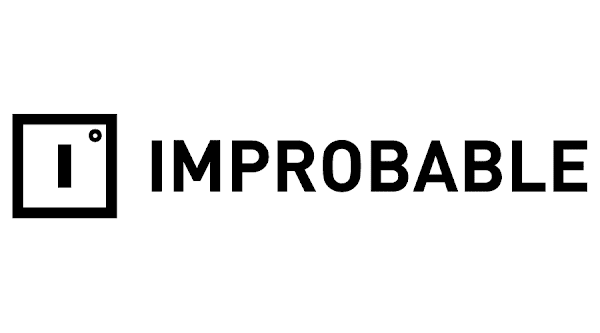 black text 'improbable' with letter i in a black box