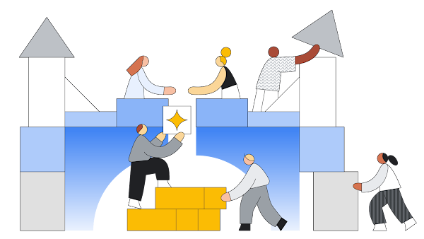 Illustration représentant des personnes qui travaillent ensemble