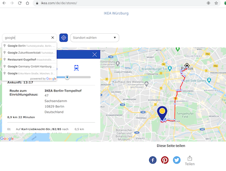 IKEA Germany store location on Google Map