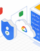 Logo Google Cloud dengan badge keamanan biru di depan