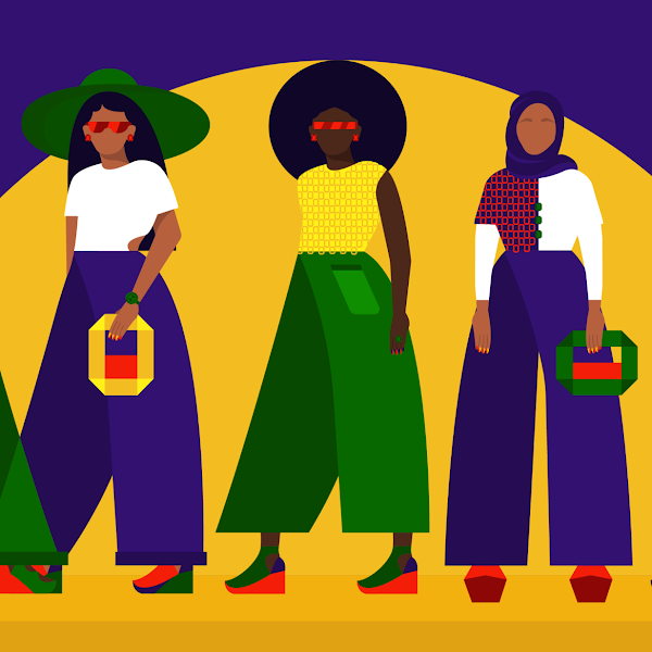 Una ilustración colorida presenta una variedad de mujeres diferentes.
