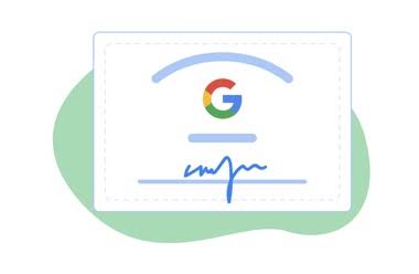 Un dibujo de un certificado con el logotipo de la G de Google