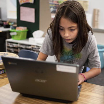 Student using a chromebook