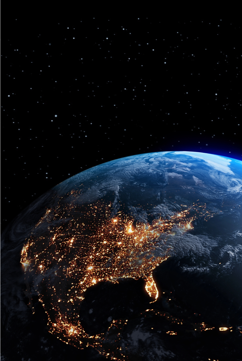 Foto della Terra di notte sopra gli Stati Uniti
