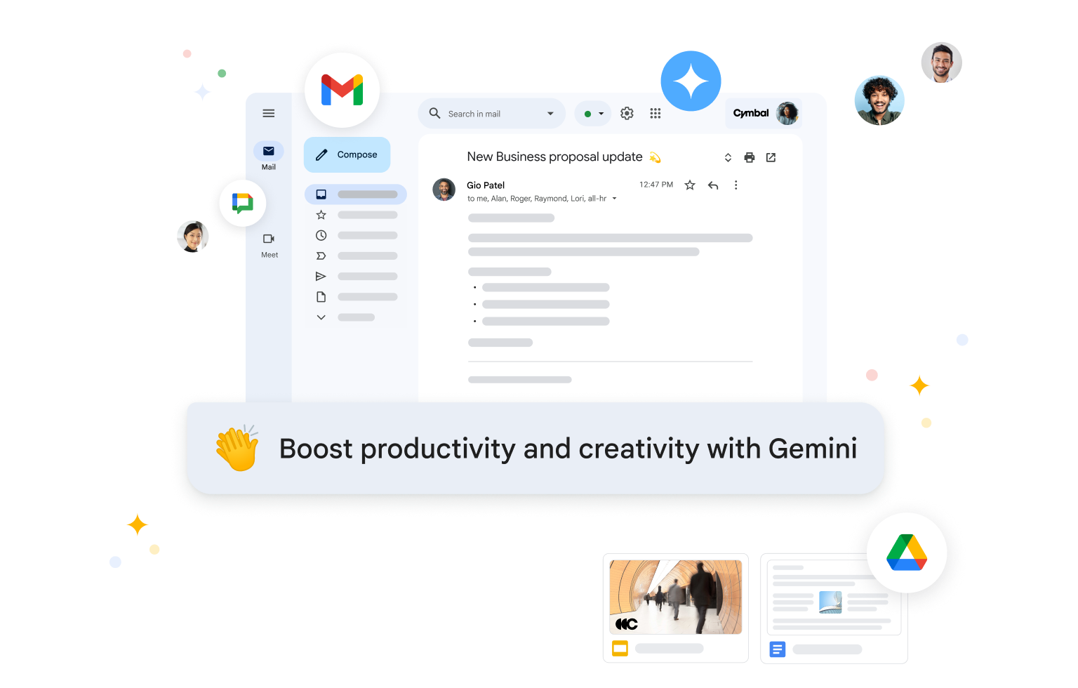 Služba Gemini pro Workspace shrnuje e‑maily a navrhuje odpovědi v Gmailu, čímž pomáhá s produktivitou.