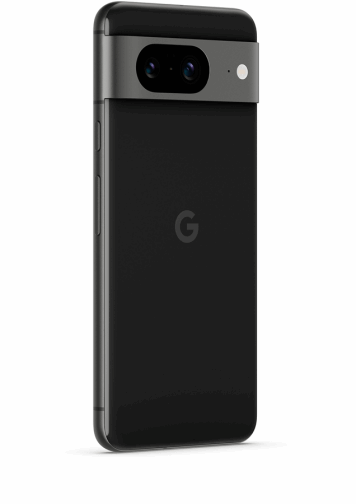 Google Pixel 8 Noir de dos de 3/4.